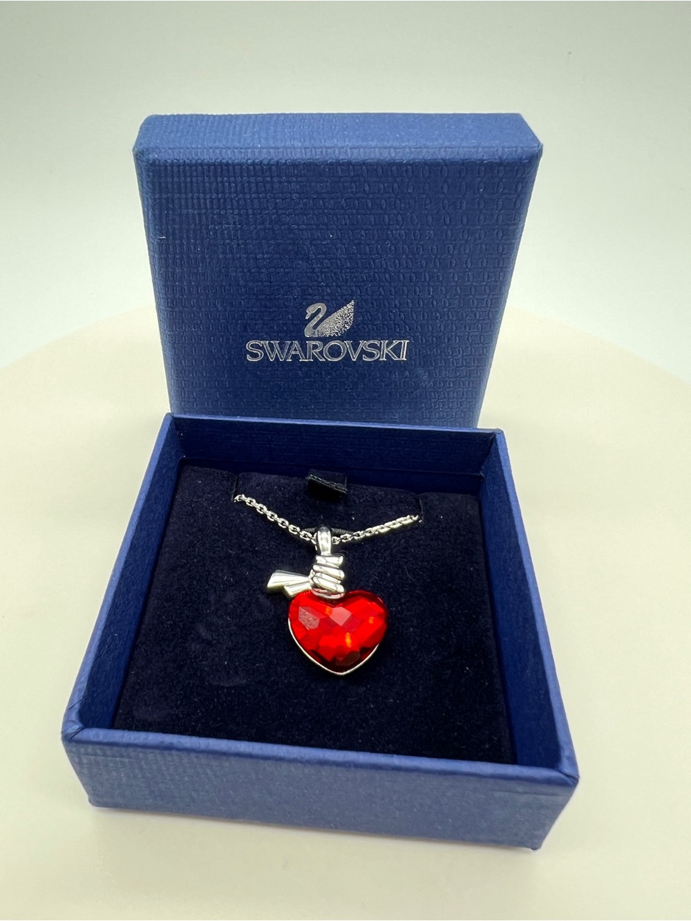 Swarovski Heart Pendant • Red Crystal • Silver Tone • Gift Box